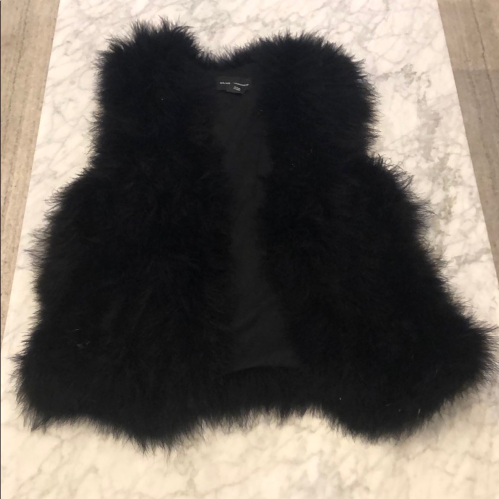 Club Monaco Faux Feather Vest - Black